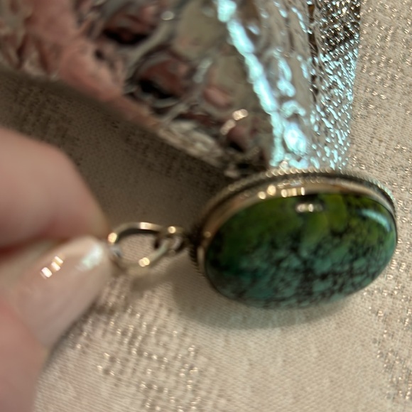 TIBETIAN  TURQUOISE NEW Sterling silver Tibetan turquoise pendant - Picture 7 of 9